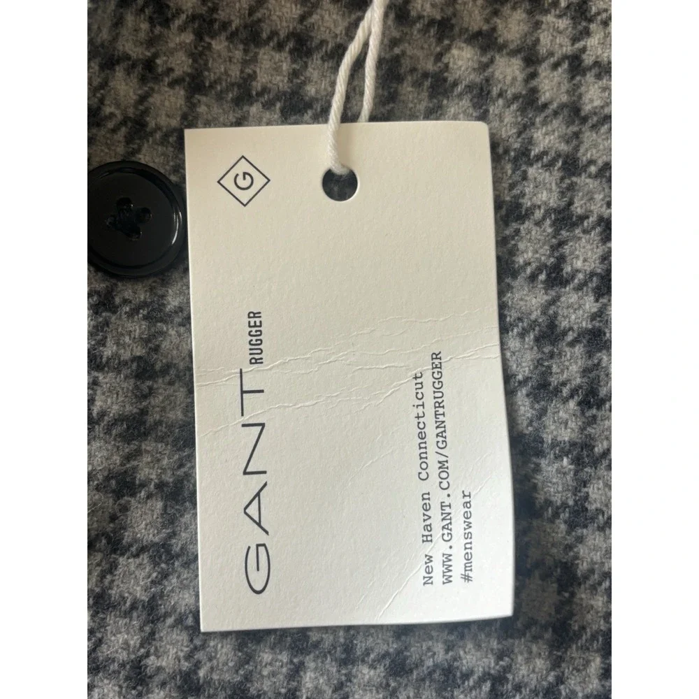 Gant Rugger Jacket Blazer Size 38 (48) 3 Roll 2 Button Gray Check NWT
